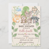 Waldtiere Rosa Kinderdusche Einladungen (Vorderseite)