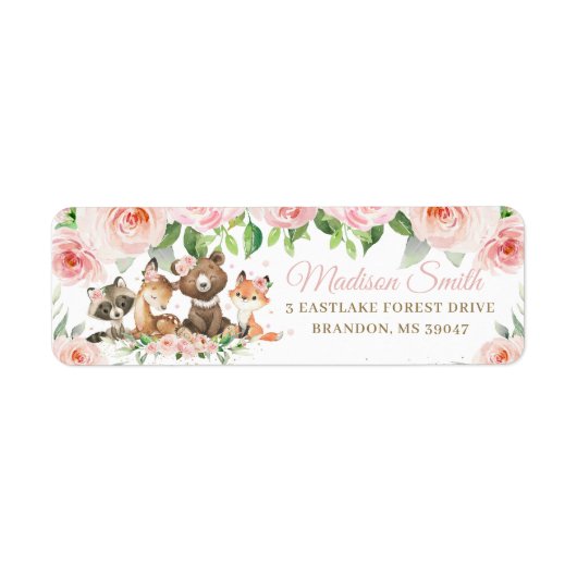 Waldtiere Rosa Rücksendeadresse (Vorne)