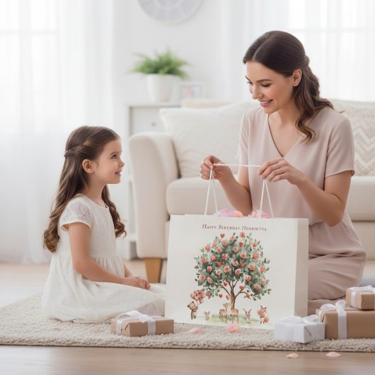 Waldtiere-Rosenbaum-Geburtstagsgeschenktasche Große Geschenktüte