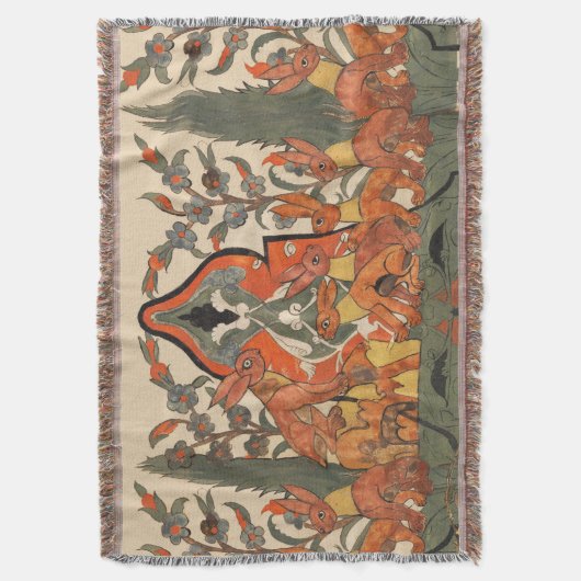 WALDTIERE, ROTE RABBITS UNTER DEN BLÄTTER DER BLUM DECKE (Vorderseite Vertikal)