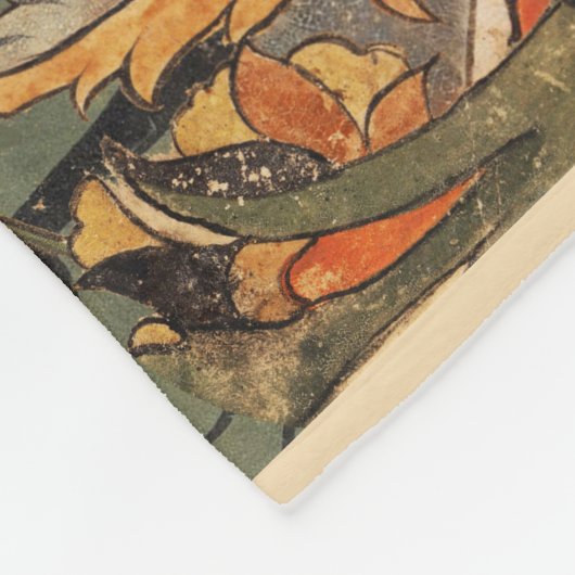 WALDTIERE, ROTE RABBITS UNTER DEN BLÄTTER DER BLUM FLEECEDECKE (Ecke)