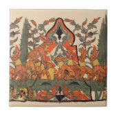 WALDTIERE, ROTE RABBITS UNTER DEN BLÄTTER DER BLUM FLIESE (Vorderseite)