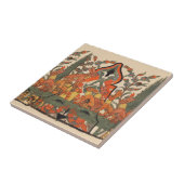 WALDTIERE, ROTE RABBITS UNTER DEN BLÄTTER DER BLUM FLIESE (Seite)