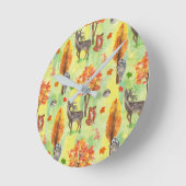 Waldtiere Runde Wanduhr (Winkel)