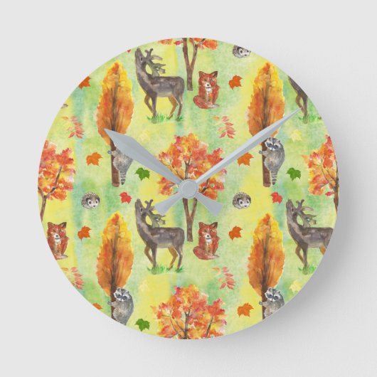 Waldtiere Runde Wanduhr (Vorderseite)