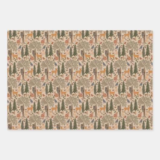 Waldtiere rustikal geschenkpapier set (Vorderseite)