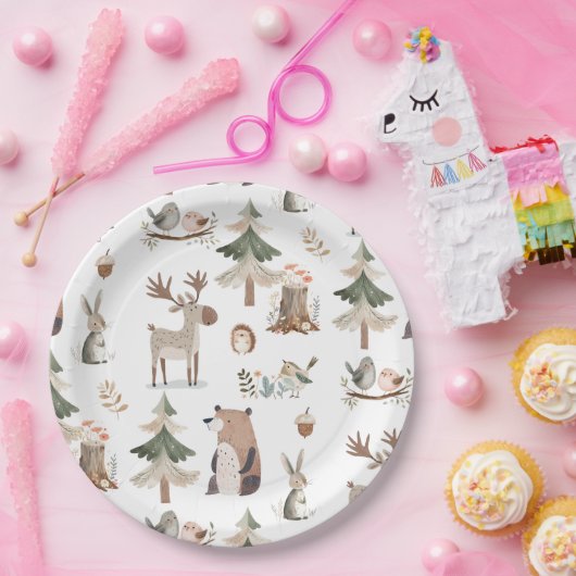 Waldtiere rustikale Babydusche Pappteller (Party)