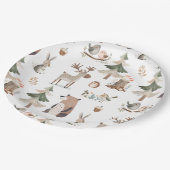 Waldtiere rustikale Babydusche Pappteller (Schrägansicht)