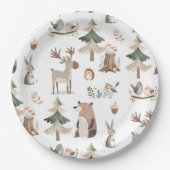 Waldtiere rustikale Babydusche Pappteller (Vorderseite)