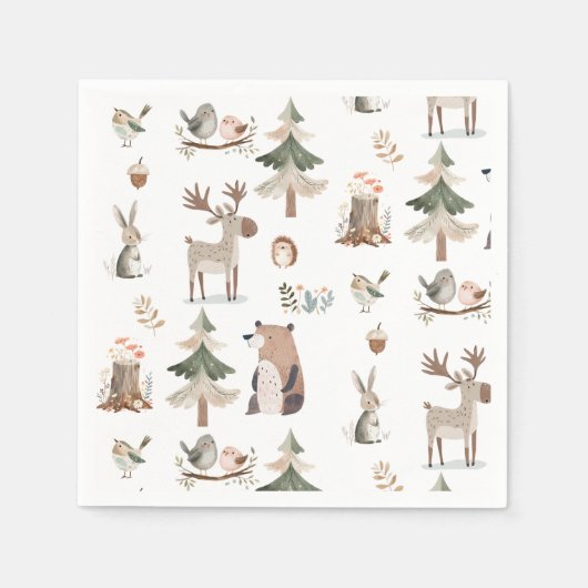 Waldtiere rustikale Babydusche Serviette (Vorderseite)