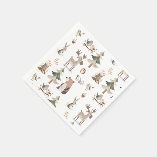 Waldtiere rustikale Babydusche Serviette (Ecke)