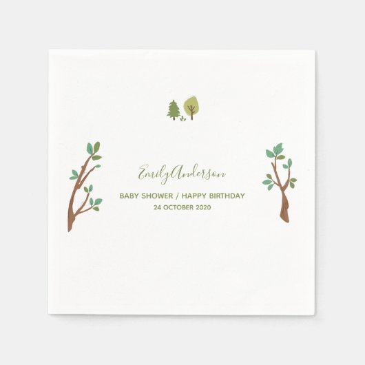 Waldtiere Rustikale Illustration Serviette (Vorderseite)