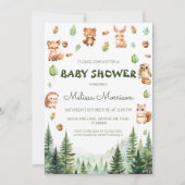 Waldtiere Rustikale Kinderdusche Einladung (Vorderseite)