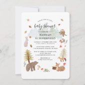 Waldtiere Rustikale Kinderdusche Einladung (Vorderseite)