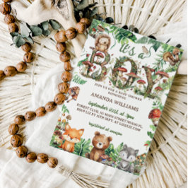 Waldtiere Rustikale Niedliche Kinderdusche Einladung