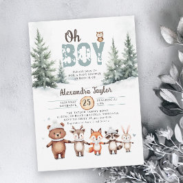 Waldtiere Rustikale Winter Boy Babydusche Einladung