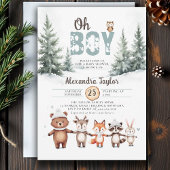 Waldtiere Rustikale Winter Boy Babydusche Einladung