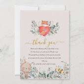 Waldtiere Rustikales Boho Wasserfarbenherz Dankeskarte (Vorderseite)