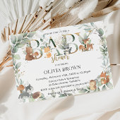 Waldtiere säen Grünpflanzen neutrale Babydusche Einladung