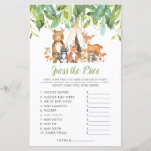 Waldtiere schätzen das Price Baby Shower Game (Vorderseite)
