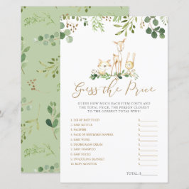 Waldtiere schätzen das Price Baby Shower Game