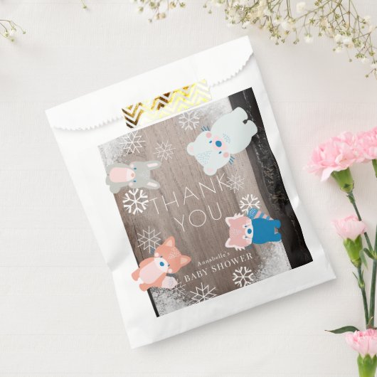 Waldtiere Schneeflocken Holz Geschenktütchen (Versiegelt)