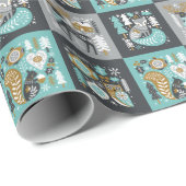 Waldtiere Schneeflocken Skandinavische Weihnachten Geschenkpapier (Rolleneckpunkt)