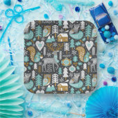 Waldtiere Schneeflocken Skandinavische Weihnachten Pappteller (Party)