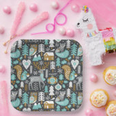 Waldtiere Schneeflocken Skandinavische Weihnachten Pappteller (Party)