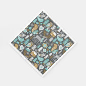 Waldtiere Schneeflocken Skandinavische Weihnachten Serviette (Ecke)