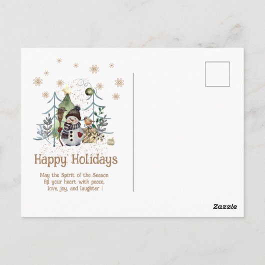 Waldtiere Schneemann Weihnachten Aquamarin Blau Postkarte (Rückseite)