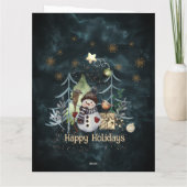 Waldtiere Schneemann Weihnachten Aquamarine blaue Karte (Rückseite)