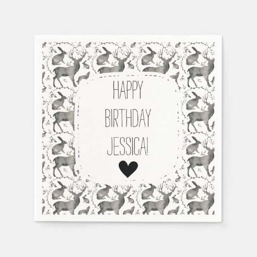 Waldtiere Serviette (Vorderseite)