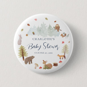 Waldtiere-Skript Herbst-Baby-Party Button