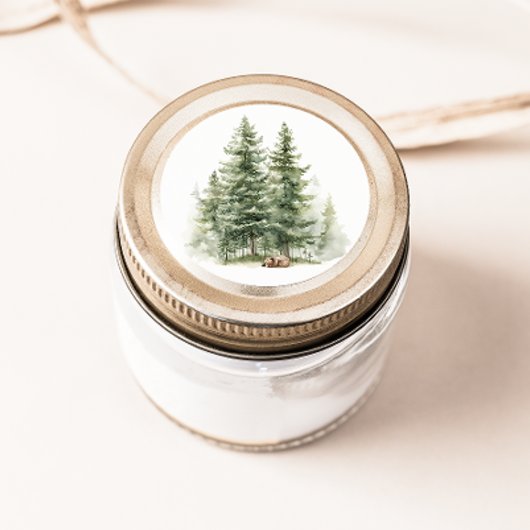 Waldtiere | Sleepy Bear Baby Dusche Gefallen Runder Aufkleber