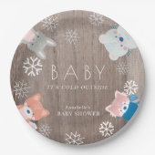 Waldtiere Snowflake Wood Baby Dusche Pappteller (Vorderseite)