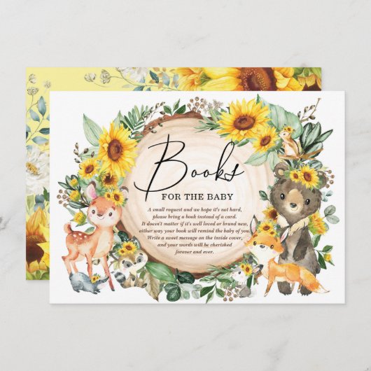 Waldtiere Sonnenblumen Grünbücher für Baby Begleitkarte (Vorne/Hinten)
