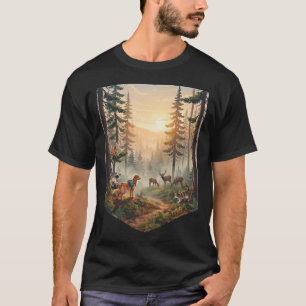 Waldtiere Sonnenuntergang Abenteuer T-Shirt