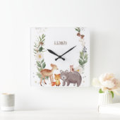 Waldtiere Streifen Quadratische Wanduhr (Zuhause)