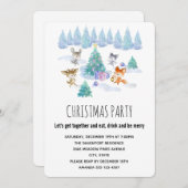 Waldtiere tanzen um das Weihnachtsbaum-Party Einladung (Vorne/Hinten)