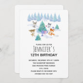 Waldtiere tanzen um den Tanzbäume zum Geburtstag Einladung (Vorne/Hinten)