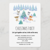 Waldtiere tanzen um die Weihnachtsbaum-Party