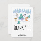 Waldtiere tanzen um einen Bäume herum Dankeskarte (Vorne/Hinten)