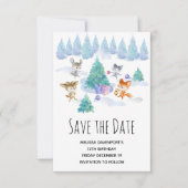 Waldtiere tanzen um einen Bäume herum Save The Date (Vorderseite)