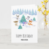 Waldtiere tanzen um einen Bierbaum herum Karte (Gelbe Blume)