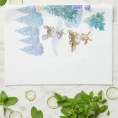 Waldtiere tanzen um Weihnachtsbaum Geschirrtuch (Gefaltet)
