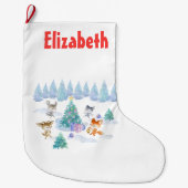 Waldtiere tanzen um Weihnachtsbaum Großer Weihnachtsstrumpf (Vorderseite)