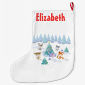 Waldtiere tanzen um Weihnachtsbaum Großer Weihnachtsstrumpf (Rückseite)