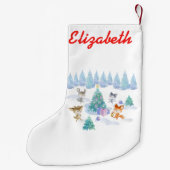 Waldtiere tanzen um Weihnachtsbaum Kleiner Weihnachtsstrumpf (Rückseite)