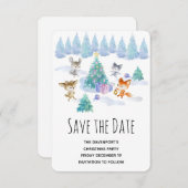 Waldtiere tanzen um Weihnachtsbaum Save The Date (Vorne/Hinten)